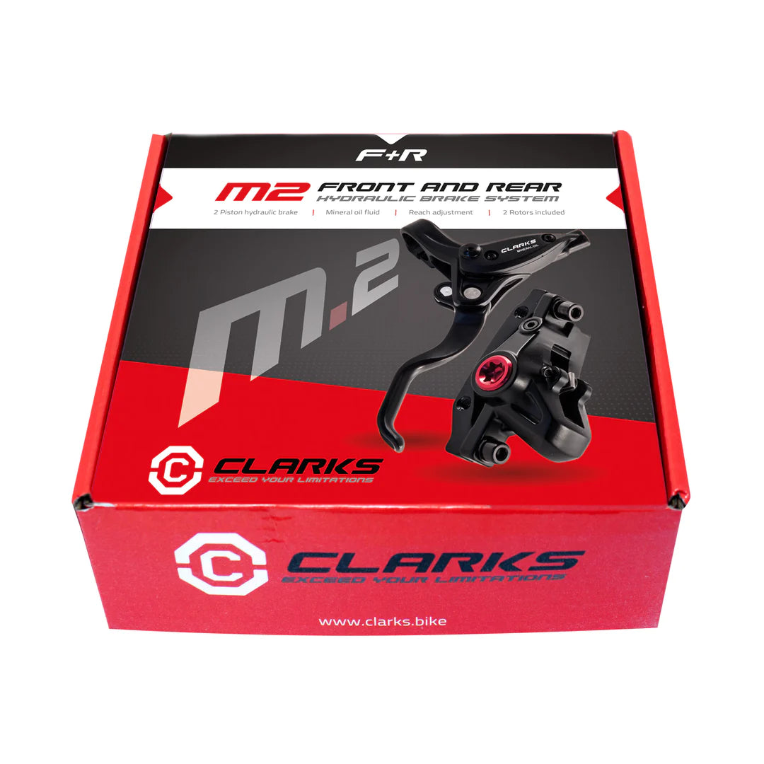 Clarks M2 Hydraulic Disc Brake Set MTB Front and Rear Set 160mm Disc Rotors.