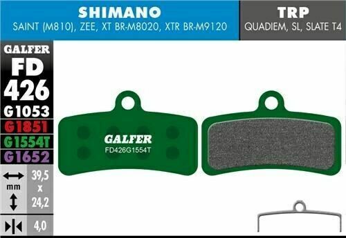 Plaquettes de frein à disque Galfer pour Shimano Saint TRP Surron – FD426 G1554T Pro Vert