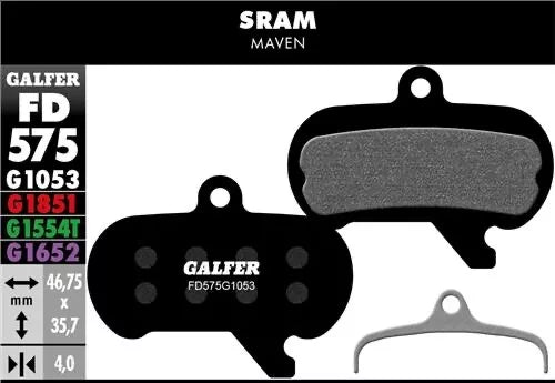 Galfer Disc Brake Pads for SRAM MAVEN MTB - FD575 G1053 Performance Black