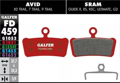 Galfer Disc Brake Pads For SRAM Guide Avid FD459 G1851 - Advanced Red