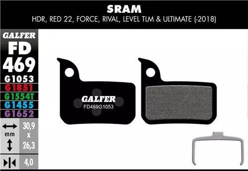 Galfer Brake Pads For Sram HDR Red Force Rival FD469 G1053 - Performance Black