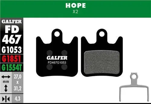 Galfer Disc Brake Pads for Hope X2 MTB - FD467 G1053 Performance Black